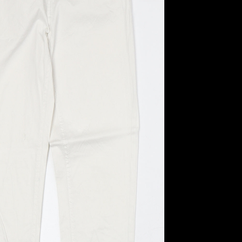Lindex Womens White Cotton Straight Jeans Size 8 Regular Zip
