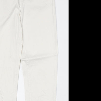 Lindex Womens White Cotton Straight Jeans Size 8 Regular Zip