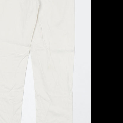 Lindex Womens White Cotton Straight Jeans Size 8 Regular Zip