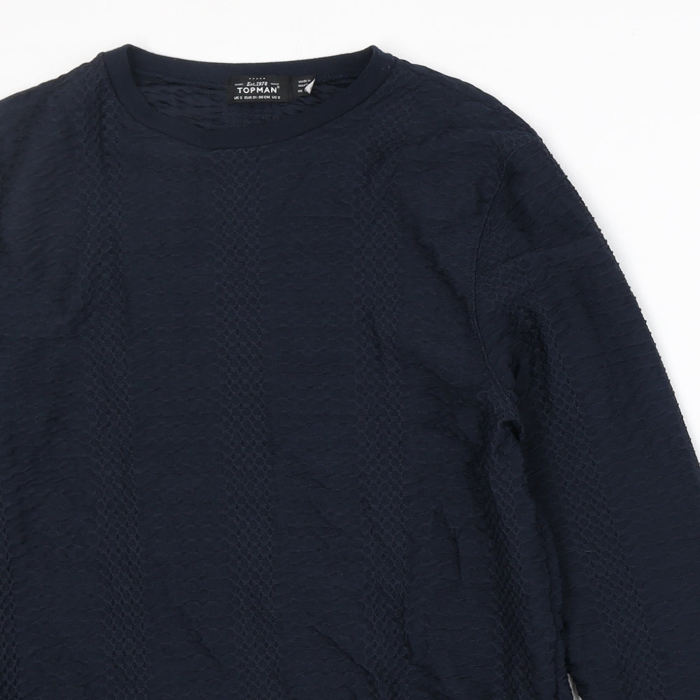 Topman Mens Blue Polyester Pullover Sweatshirt Size S