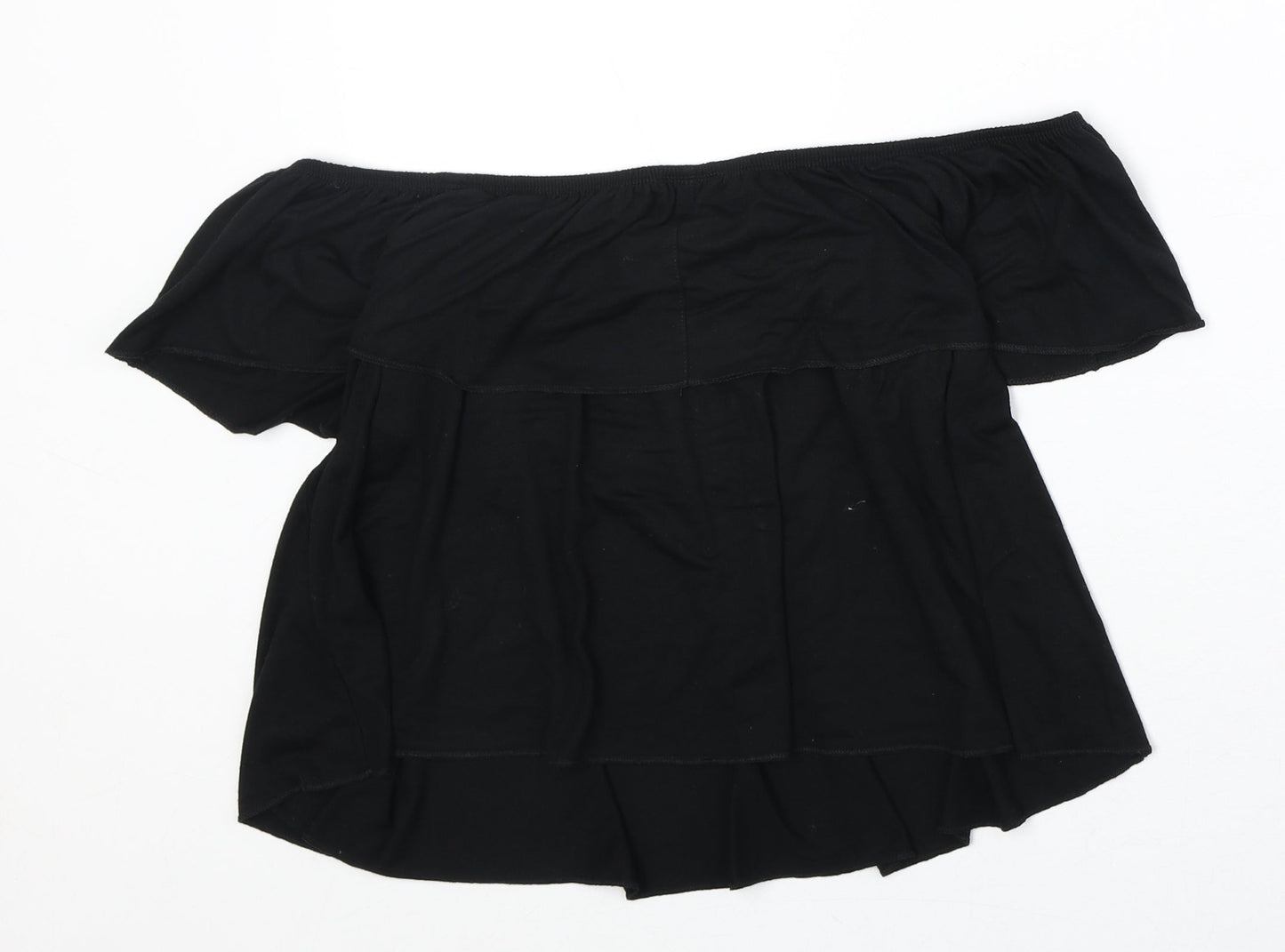Topshop Womens Black Viscose Basic Blouse Size 16 Off the Shoulder - Ruffle