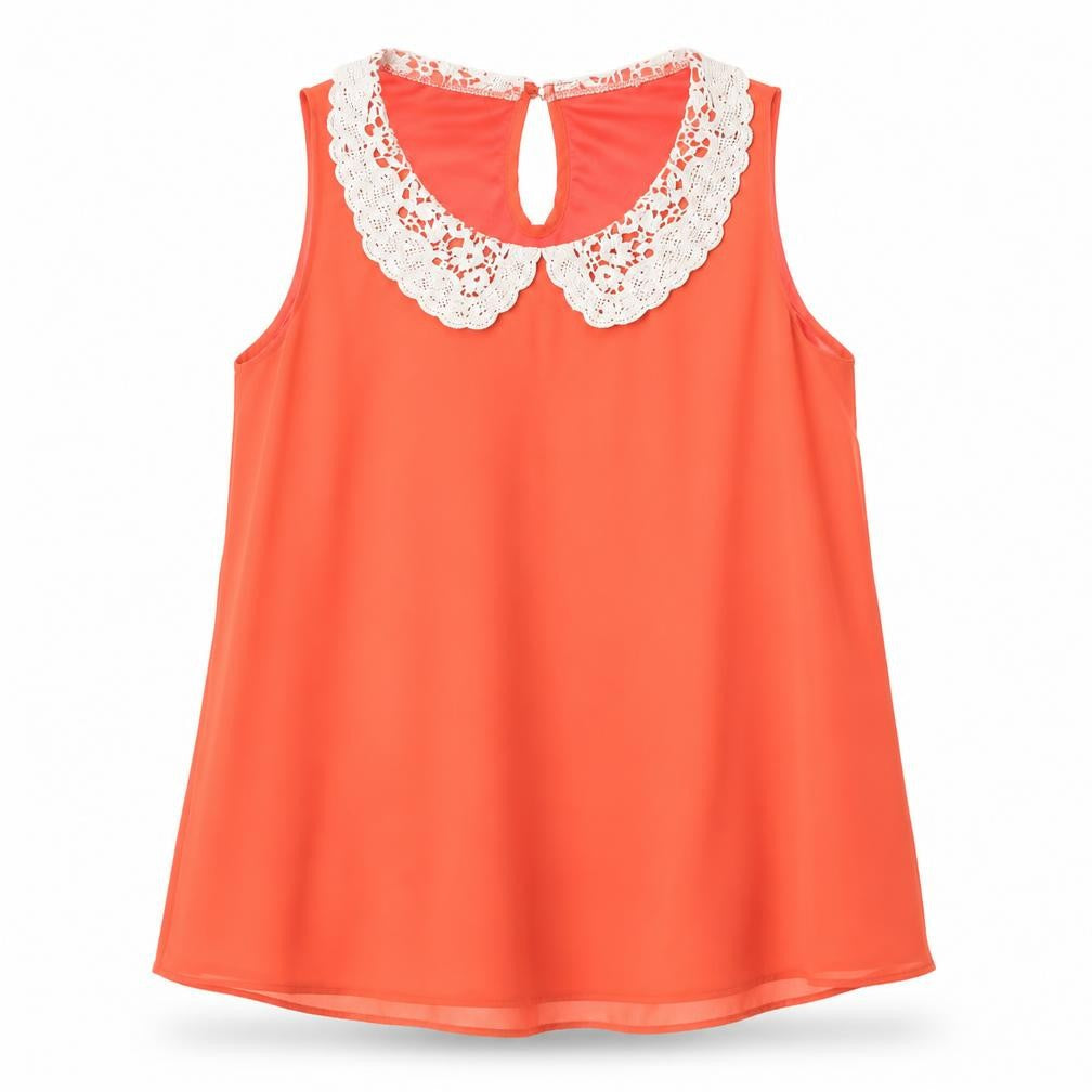 Select Womens Orange Polyester Basic Tank Size 6 Scoop Neck