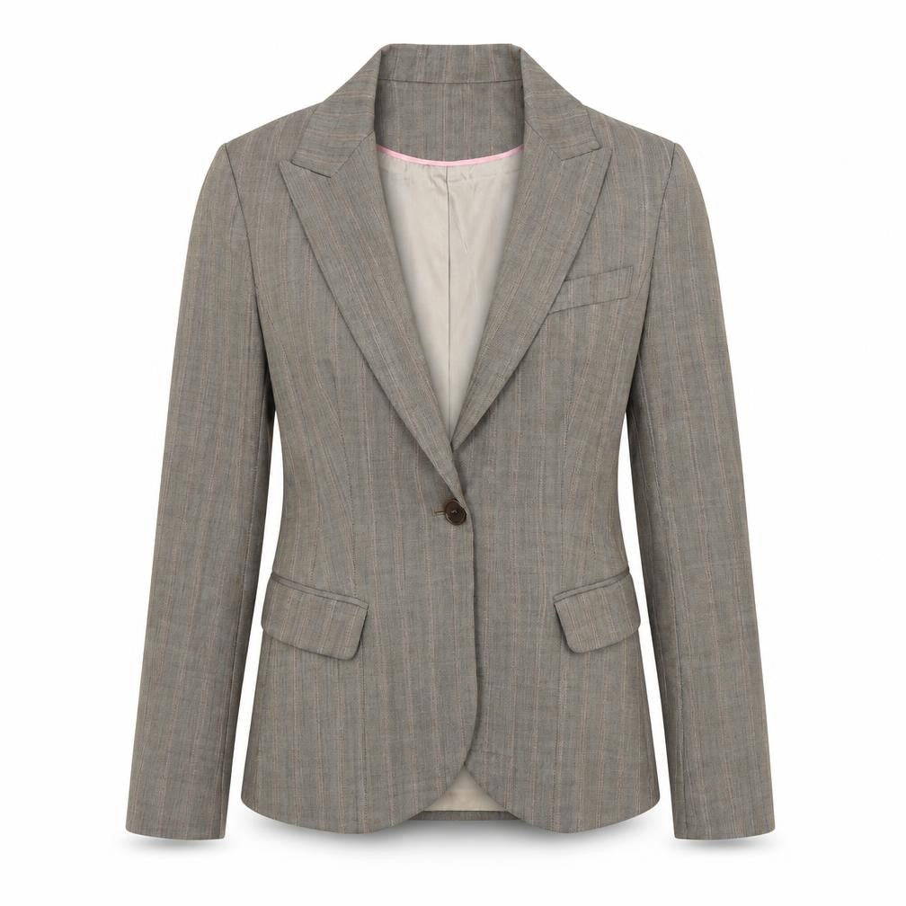 Warehouse Womens Beige Wool Jacket Blazer Size 12