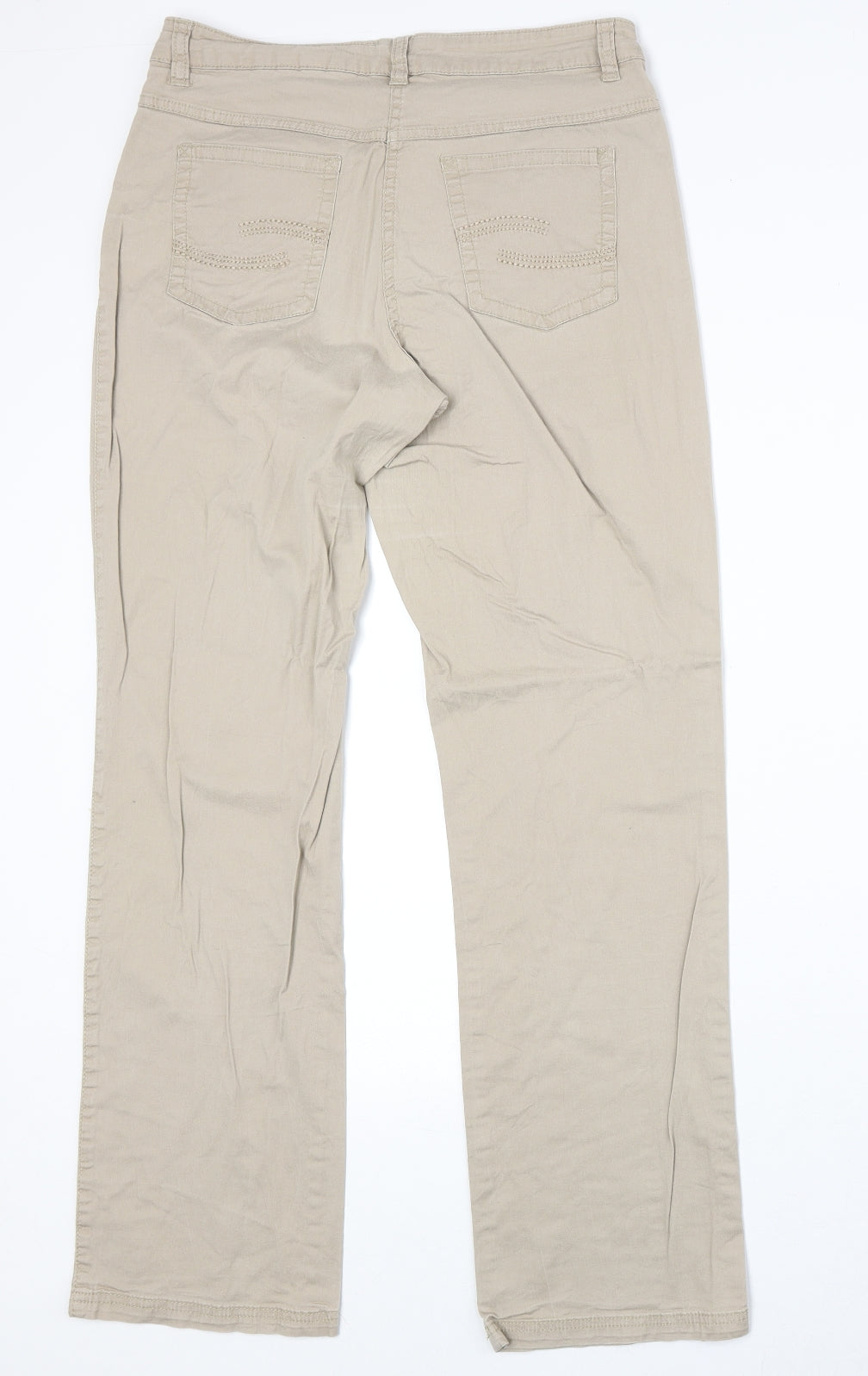 Up Fashion Womens Beige Cotton Straight Jeans Size 30 in Regular Zip