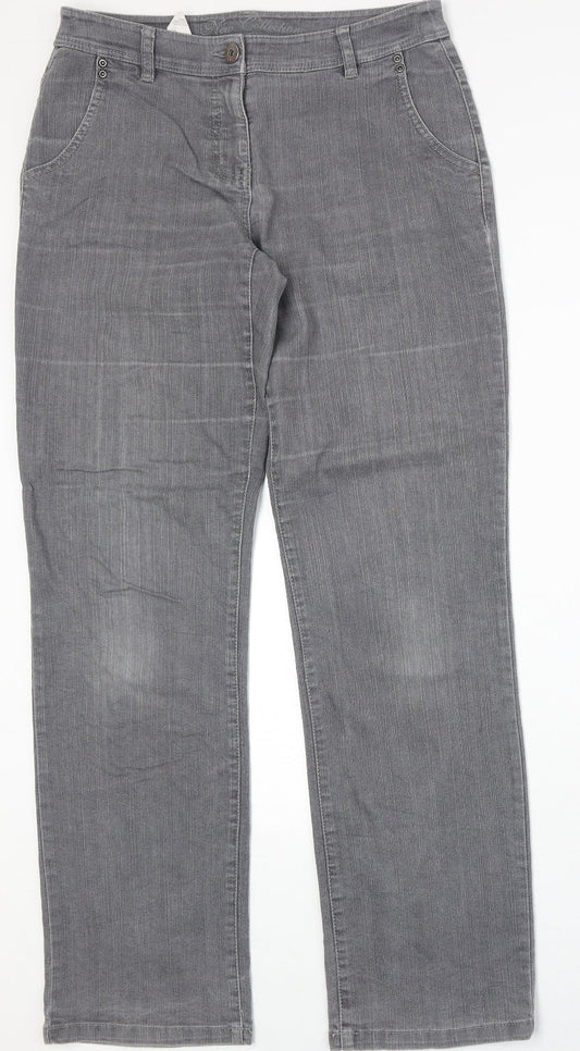 New Collection Womens Green Cotton Straight Jeans Size 10 Regular Zip