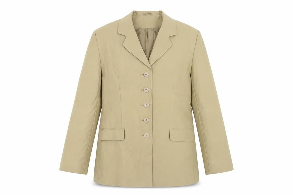 Preworn Womens Beige Polyester Jacket Suit Jacket Size 16