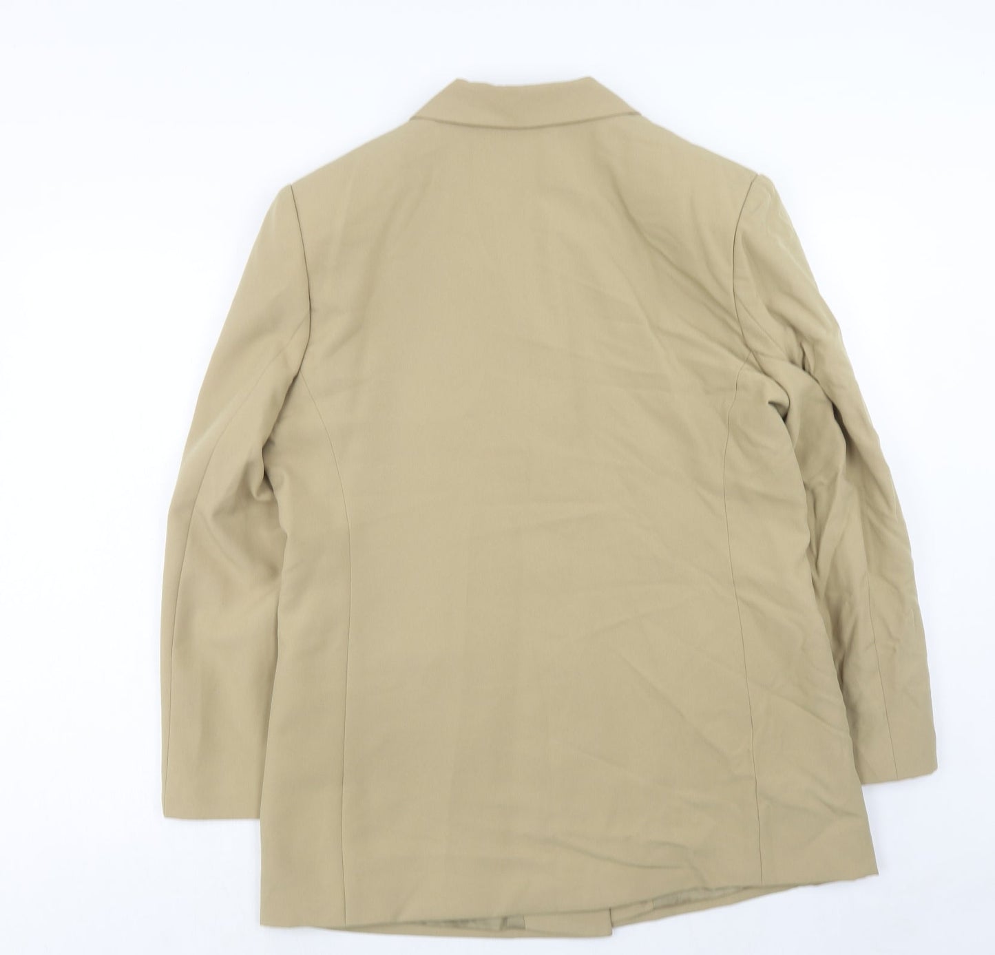 Preworn Womens Beige Polyester Jacket Suit Jacket Size 16