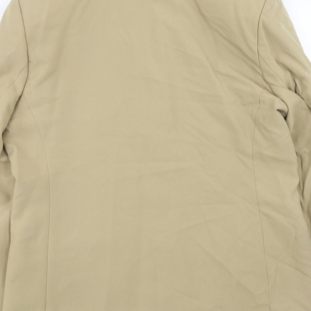 Preworn Womens Beige Polyester Jacket Suit Jacket Size 16