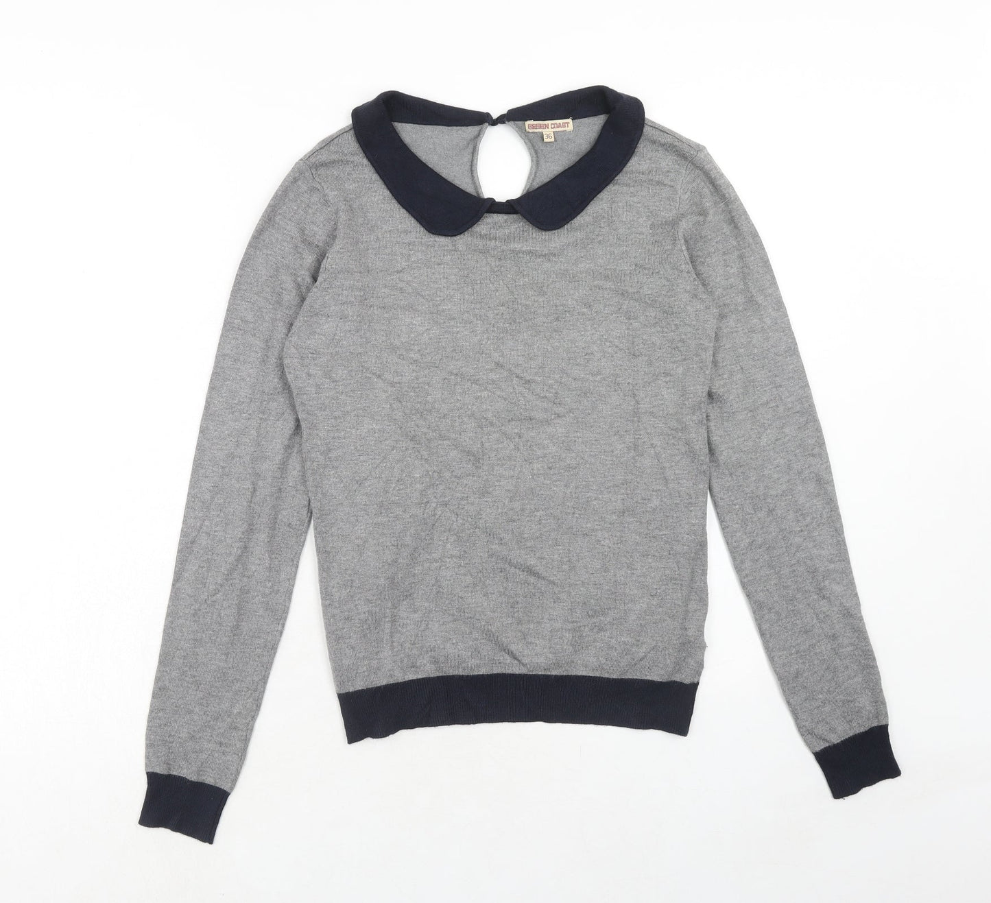 Greencoast Womens Grey Collared Viscose Pullover Jumper Size 8