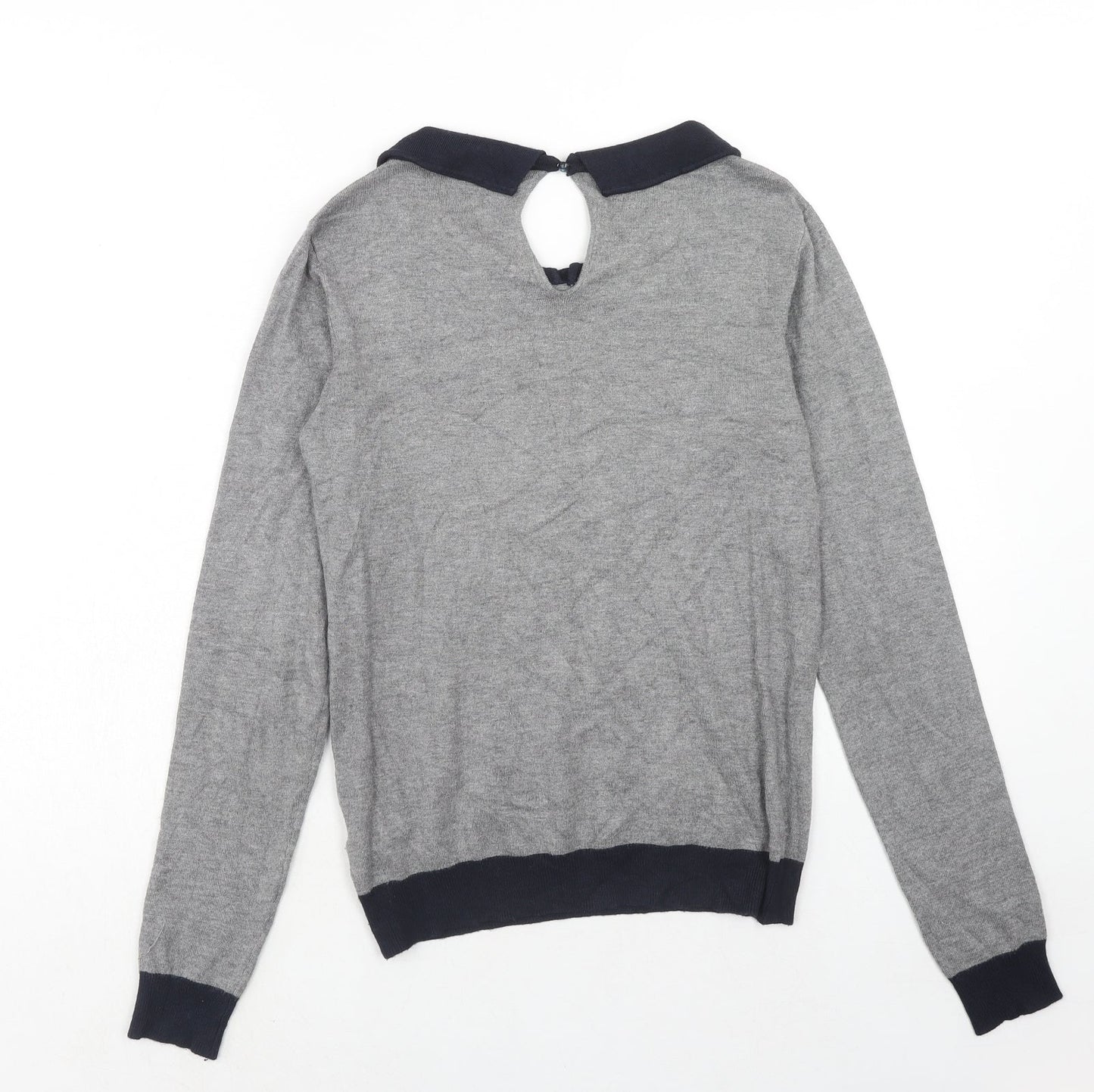 Greencoast Womens Grey Collared Viscose Pullover Jumper Size 8