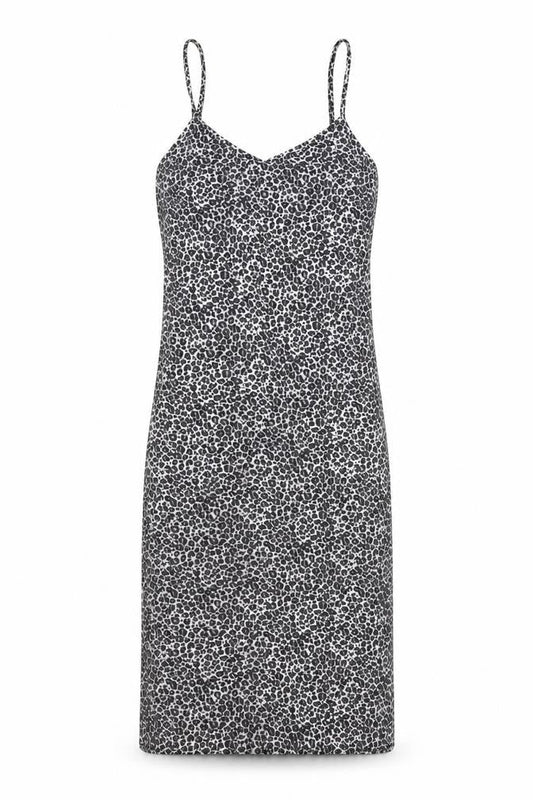 PRETTYLITTLETHING Womens Grey Animal Print Polyester Slip Dress Size 10 V-Neck Pullover - Leopard Pattern