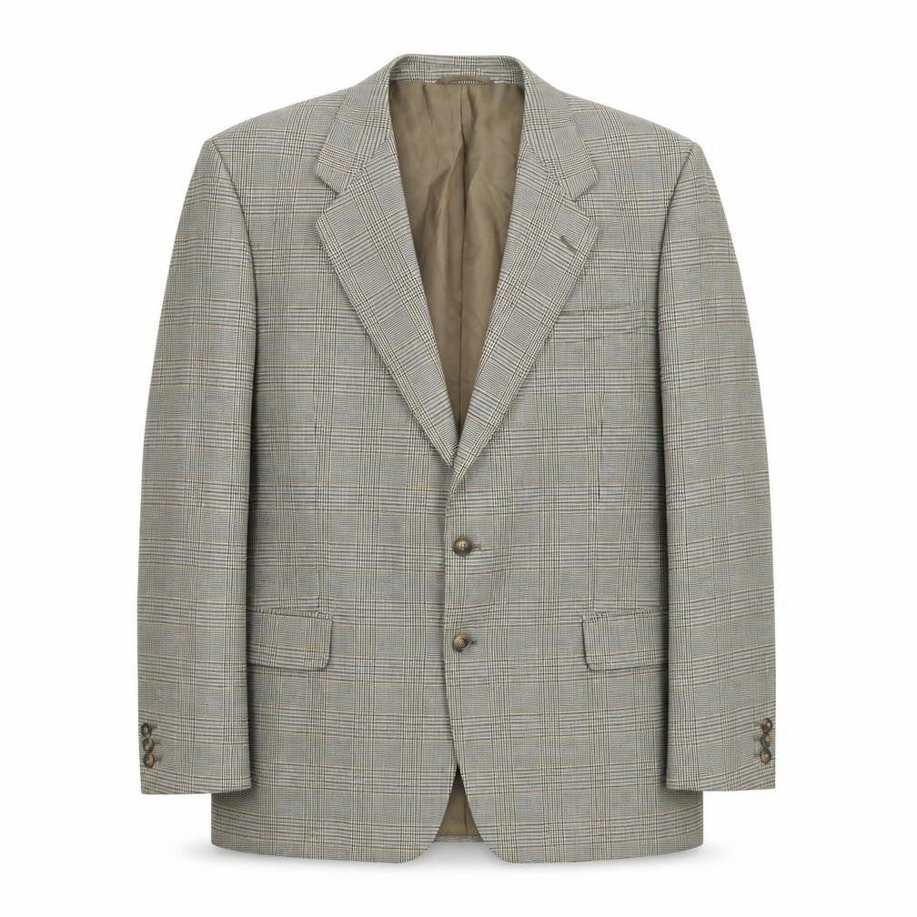 Enrico Mens Grey Plaid Polyester Jacket Blazer Size 44 Regular