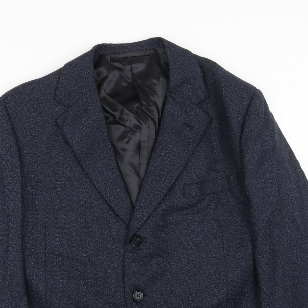 Preworn Mens Blue Polyester Jacket Suit Jacket Size 42 Regular
