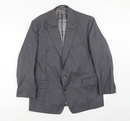 Barney Goodman Mens Grey Striped Polyester Jacket Suit Jacket Size 40 Regular