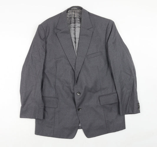 Barney Goodman Mens Grey Striped Polyester Jacket Suit Jacket Size 40 Regular