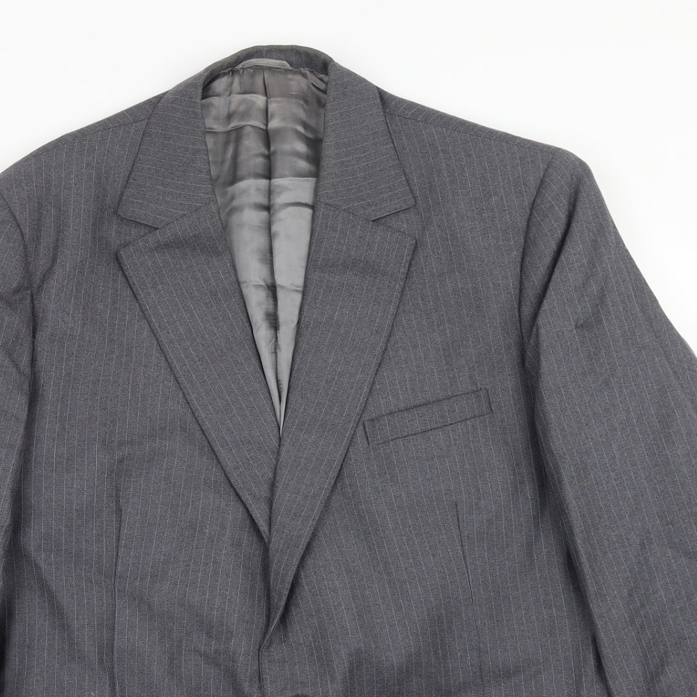 Barney Goodman Mens Grey Striped Polyester Jacket Suit Jacket Size 40 Regular