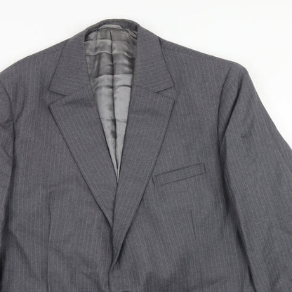 Barney Goodman Mens Grey Striped Polyester Jacket Suit Jacket Size 40 Regular