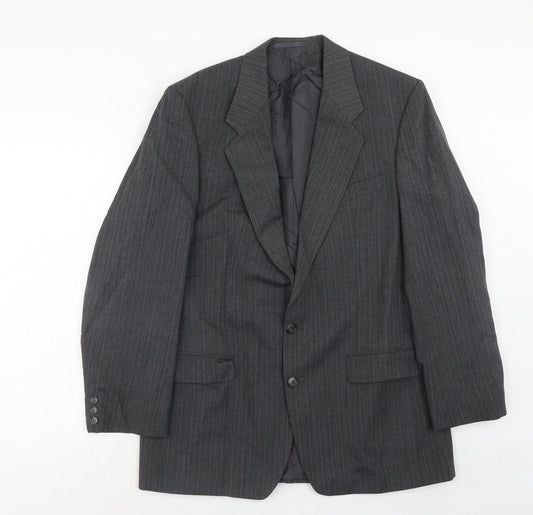 Marks and Spencer Mens Grey Striped Polyester Jacket Suit Jacket Size 40 Regular