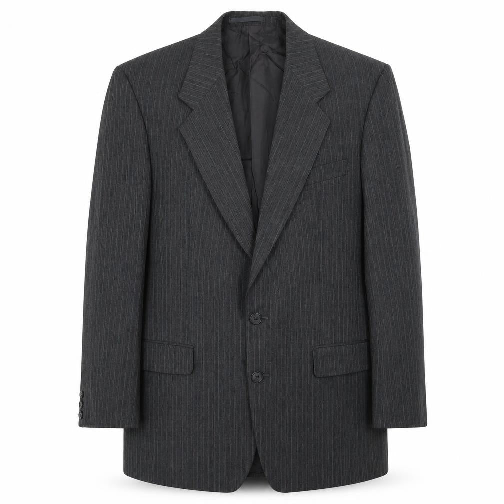 Marks & Spencer Mens Grey Striped Polyester Jacket Suit Jacket Size 40 Regular