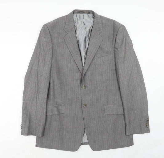 Linea Mens Grey Striped Wool Jacket Suit Jacket Size 42 Regular