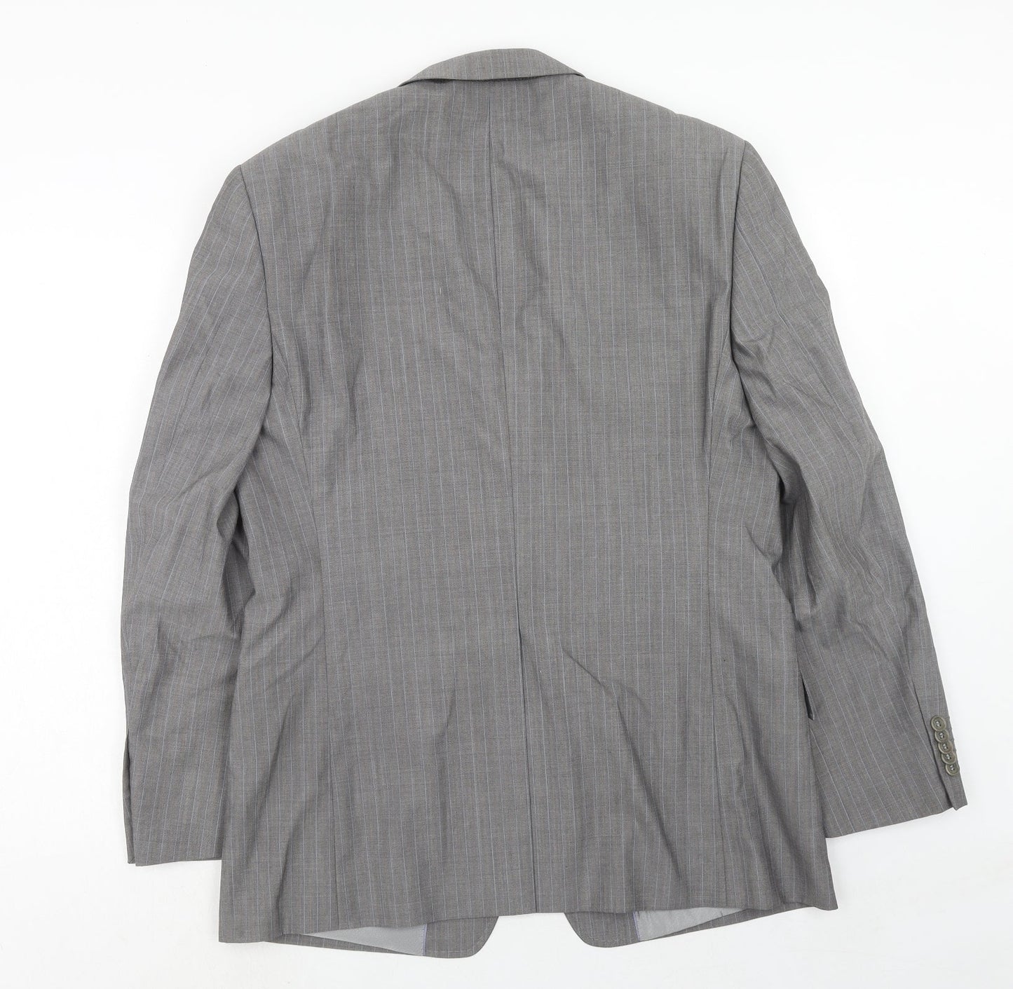 Linea Mens Grey Striped Wool Jacket Suit Jacket Size 42 Regular