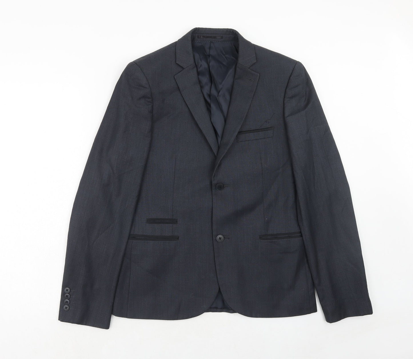 Topman Mens Blue Polyester Jacket Suit Jacket Size 38 Regular