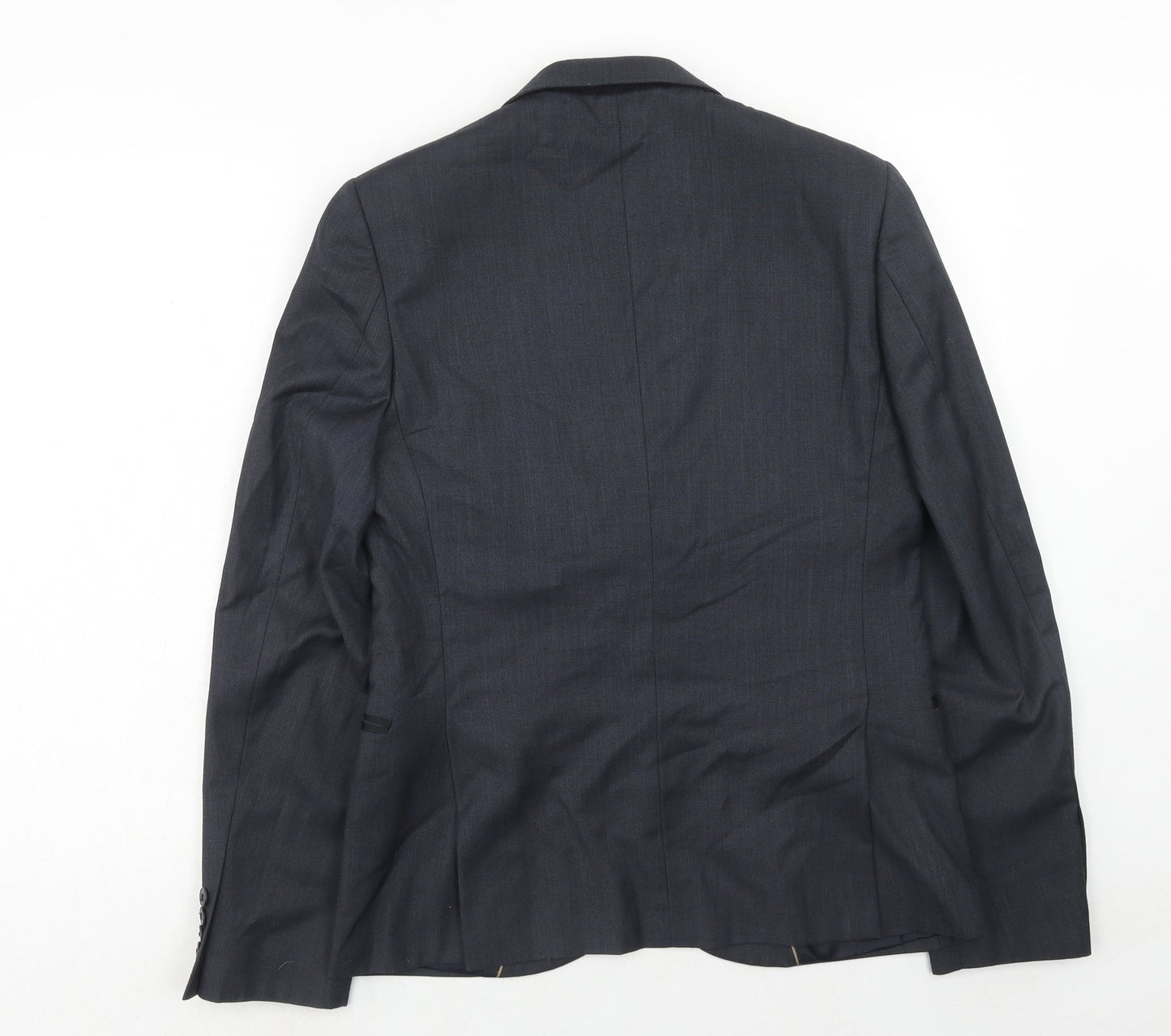 Topman Mens Blue Polyester Jacket Suit Jacket Size 38 Regular