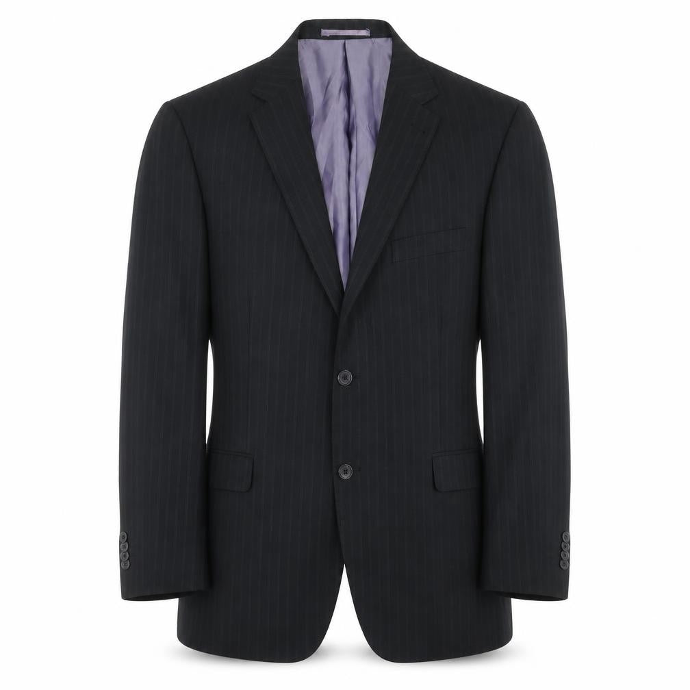 George Mens Black Striped Polyester Jacket Suit Jacket Size 42 Regular