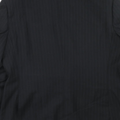 George Mens Black Striped Polyester Jacket Suit Jacket Size 42 Regular