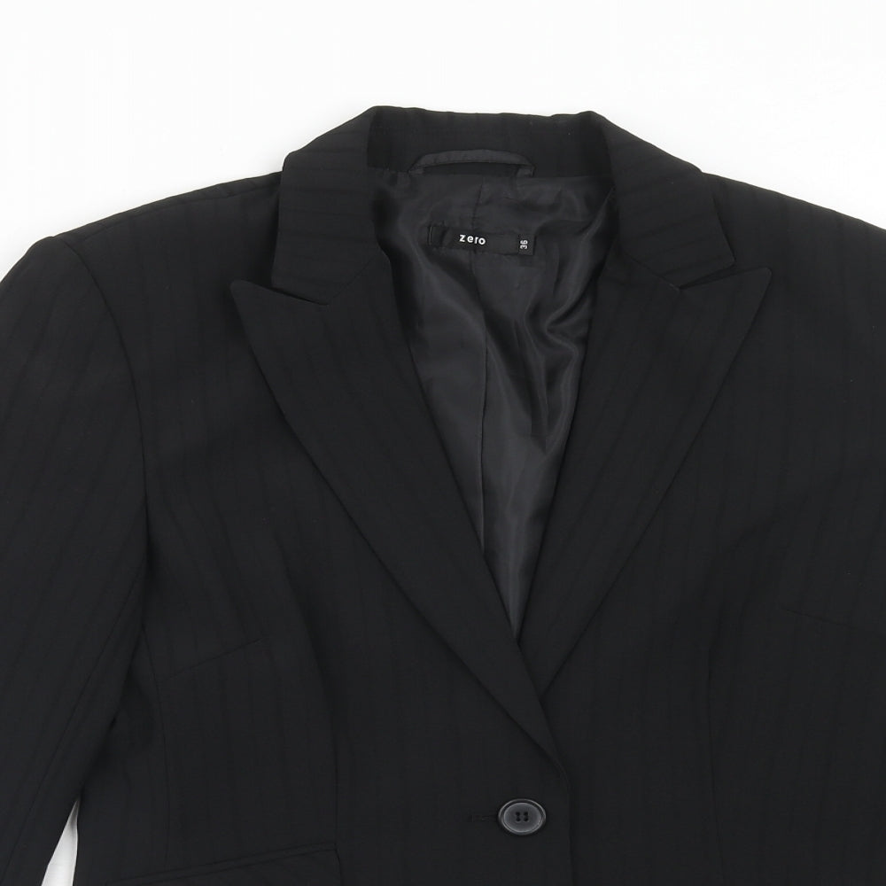 Zero Womens Black Polyester Jacket Blazer Size 8