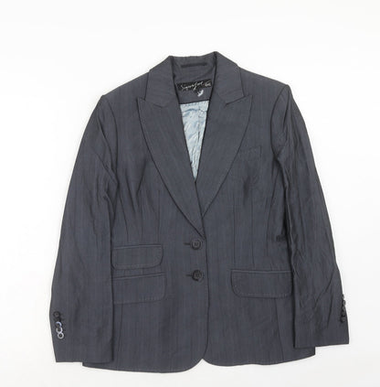 Next Womens Blue Viscose Jacket Suit Jacket Size 14 - Five-Button Jacket Sleeve