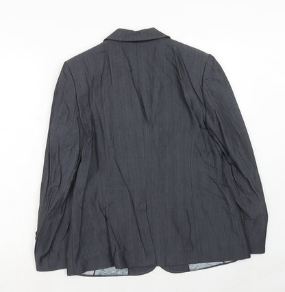 Next Womens Blue Viscose Jacket Suit Jacket Size 14 - Five-Button Jacket Sleeve