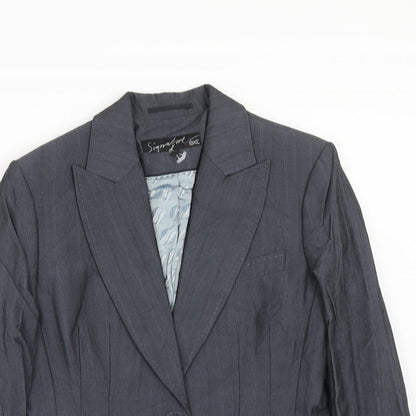 Next Womens Blue Viscose Jacket Suit Jacket Size 14 - Five-Button Jacket Sleeve
