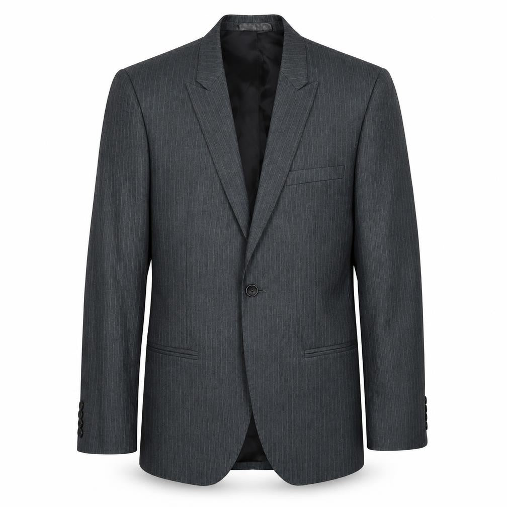 Butler & Webb Mens Grey Striped Polyester Jacket Suit Jacket Size 36 Regular