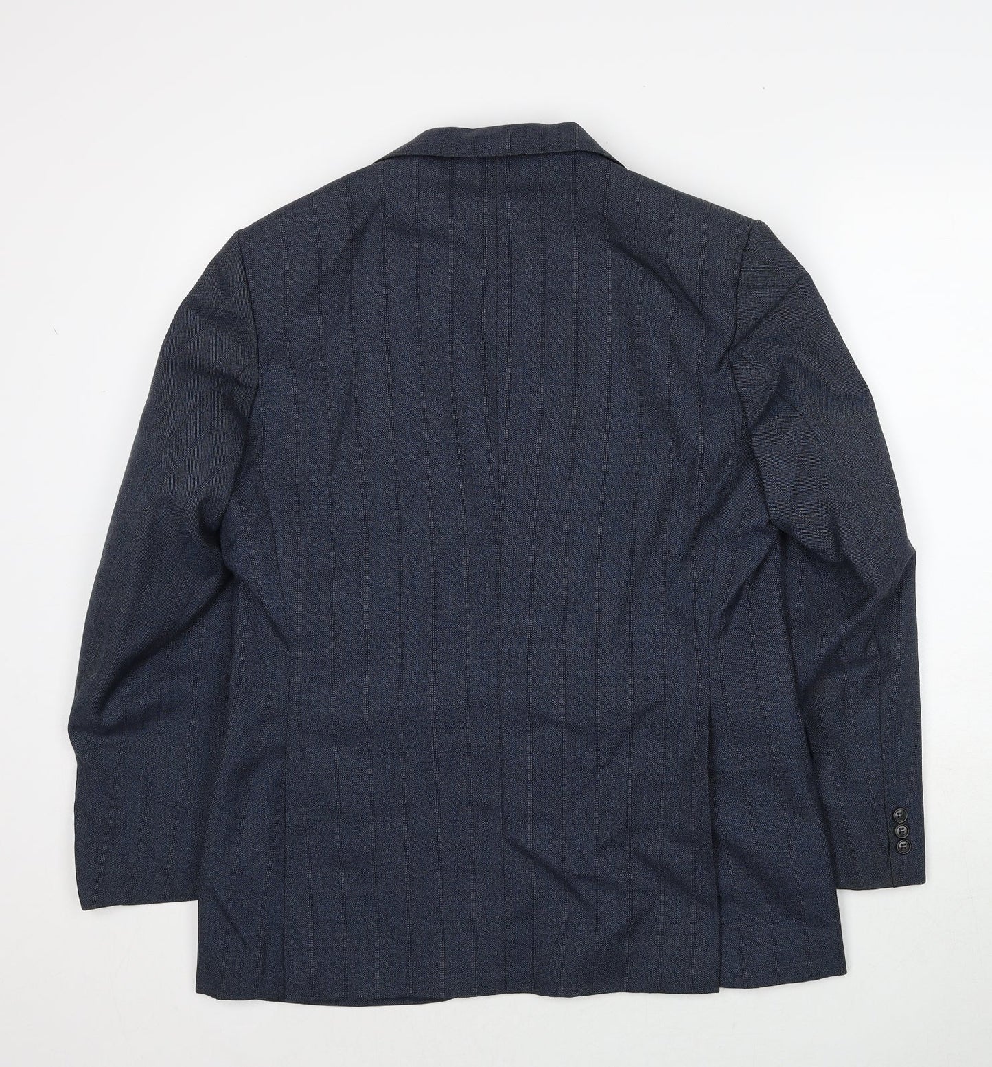 Daniel Davies Mens Blue Striped Wool Jacket Suit Jacket Size 40 Regular