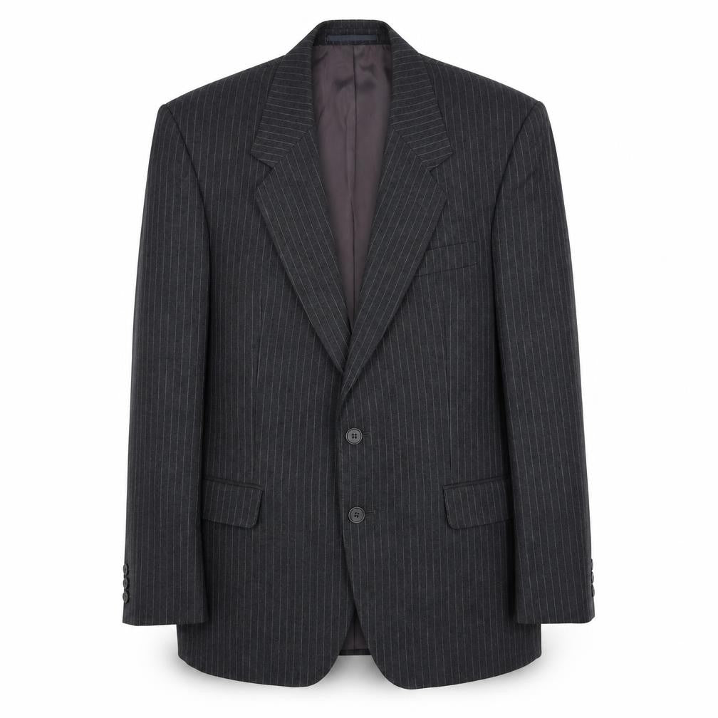 Vartkes Mens Grey Striped Polyester Jacket Suit Jacket Size 42 Regular