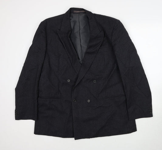 Hodges Mens Grey Striped Wool Jacket Suit Jacket Size 42 Regular