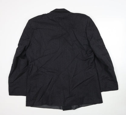 Hodges Mens Grey Striped Wool Jacket Suit Jacket Size 42 Regular