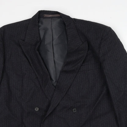 Hodges Mens Grey Striped Wool Jacket Suit Jacket Size 42 Regular
