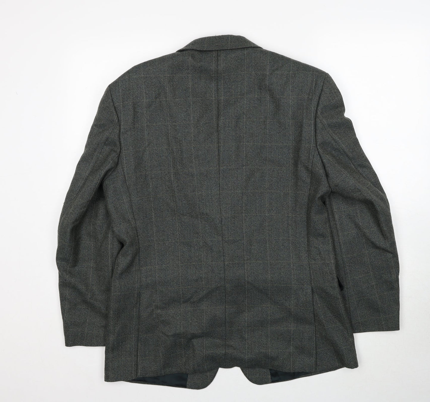 Preworn Mens Green Check Polyester Jacket Suit Jacket Size 40 Regular
