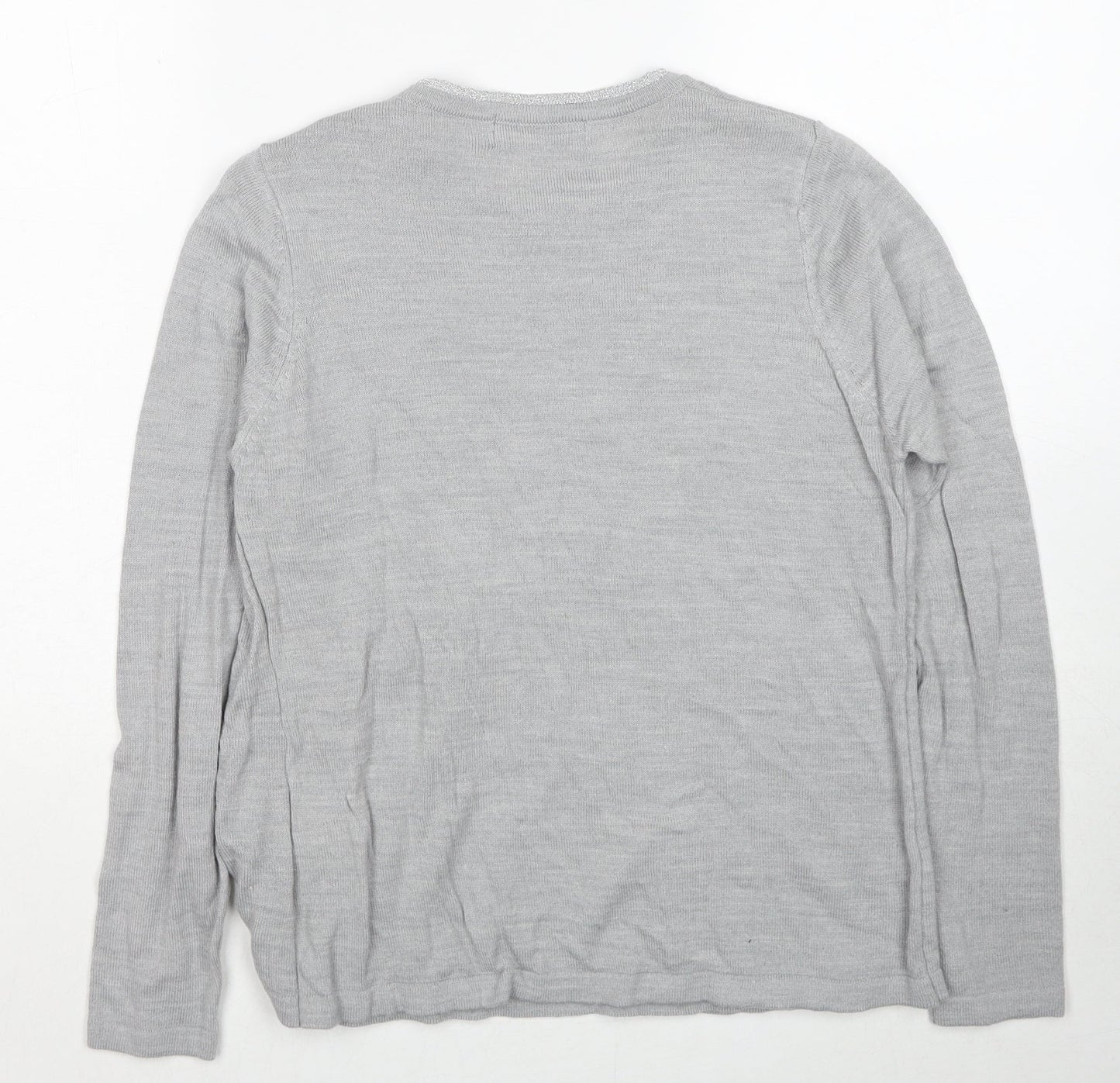 EWM Womens Grey Round Neck Acrylic Pullover Jumper Size 10 - Twin Set, Size 10-12