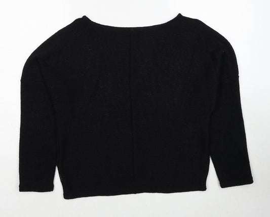 Preworn Womens Black Round Neck Cotton Pullover Jumper Size M