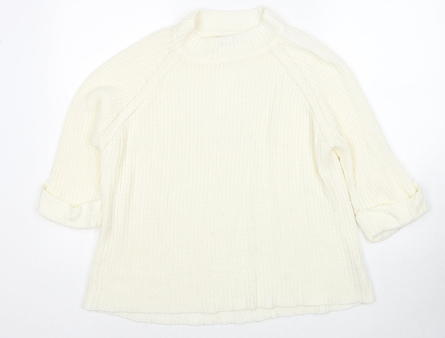 F&F Womens Ivory Mock Neck Acrylic Pullover Jumper Size 14