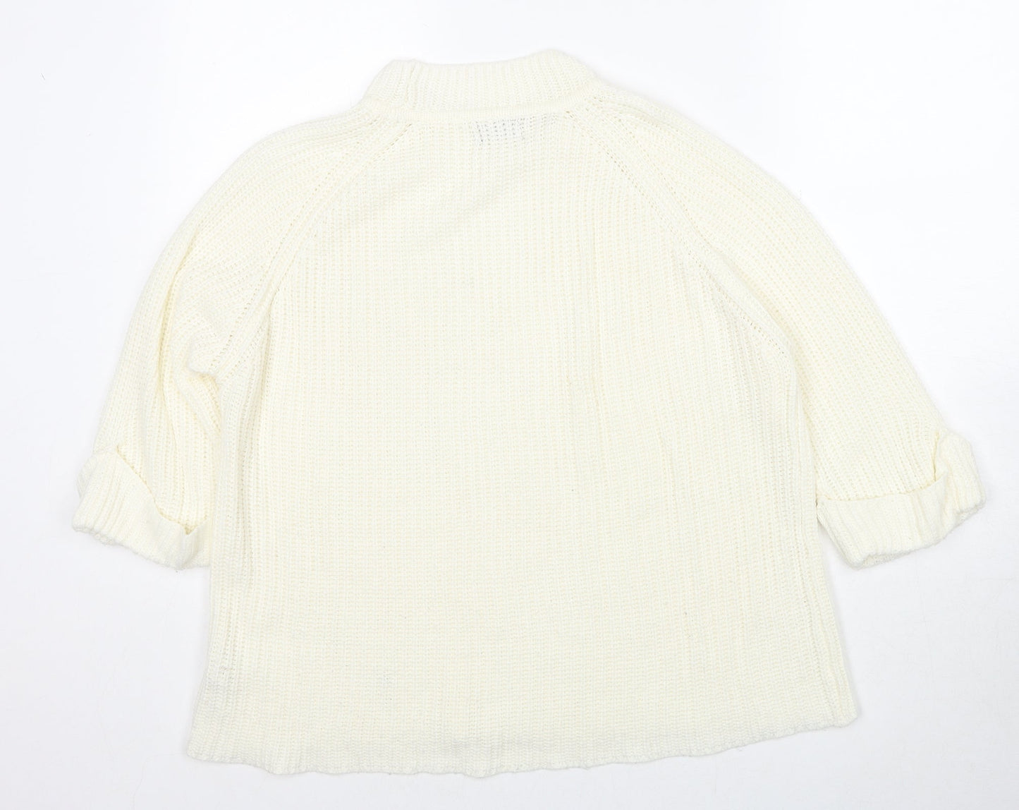 F&F Womens Ivory Mock Neck Acrylic Pullover Jumper Size 14