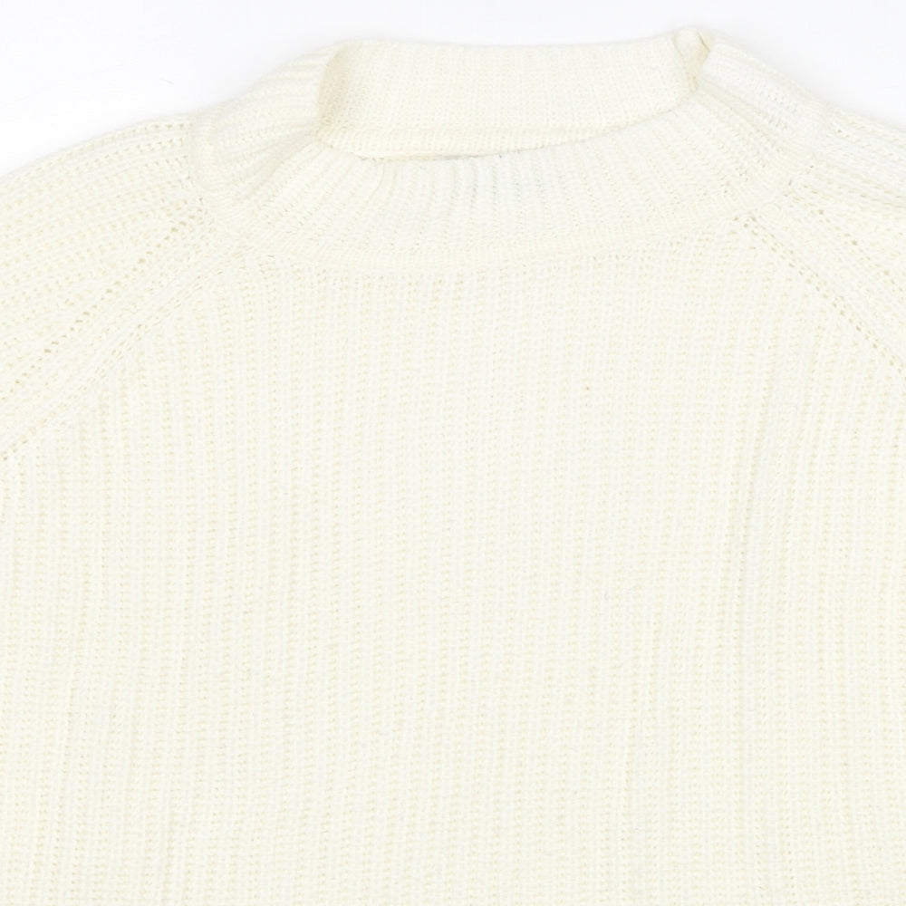 F&F Womens Ivory Mock Neck Acrylic Pullover Jumper Size 14