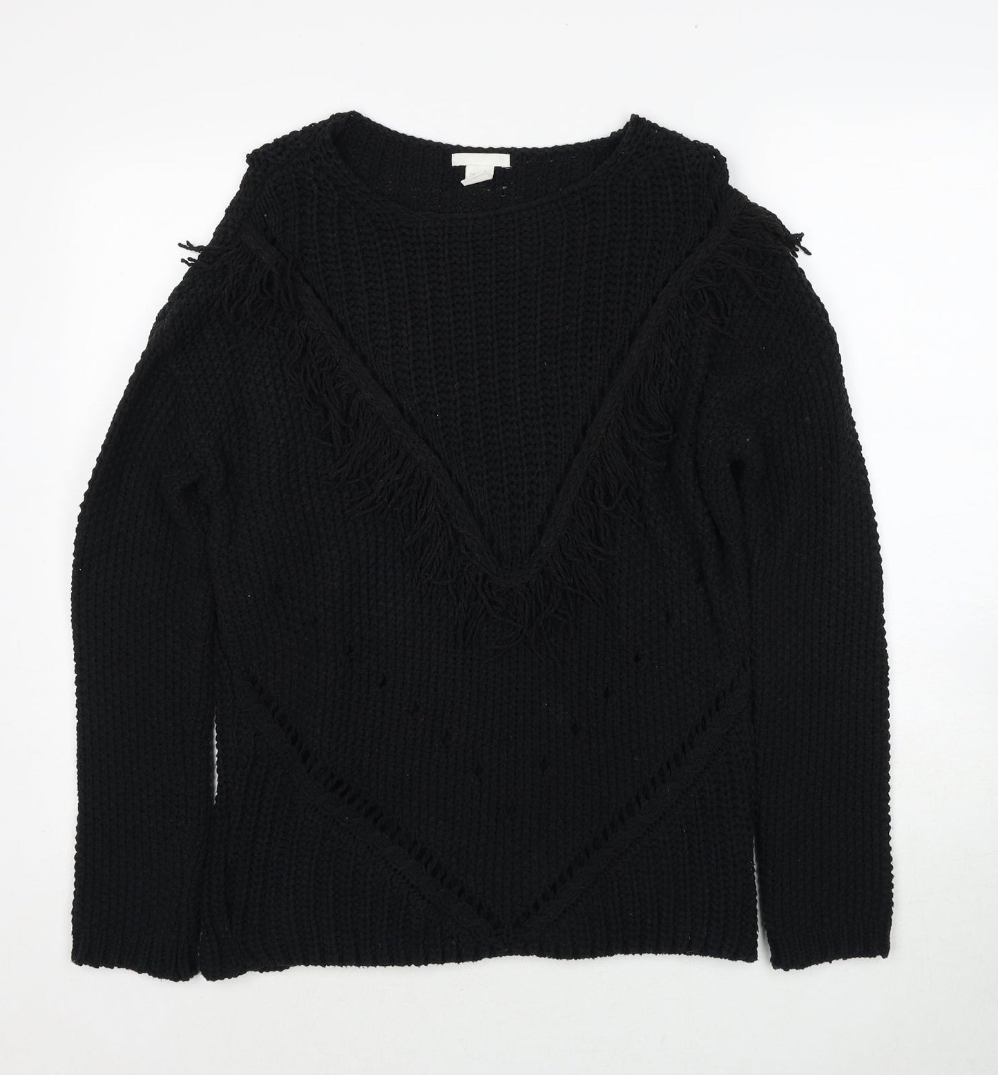 H&M Womens Black Round Neck Cotton Pullover Jumper Size S