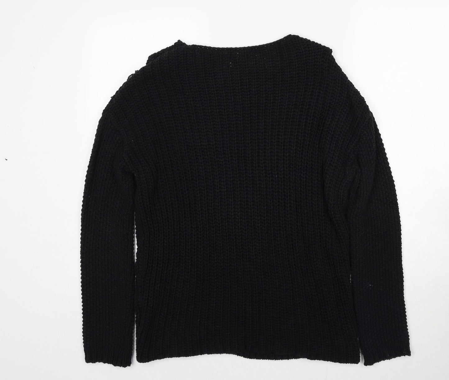 H&M Womens Black Round Neck Cotton Pullover Jumper Size S