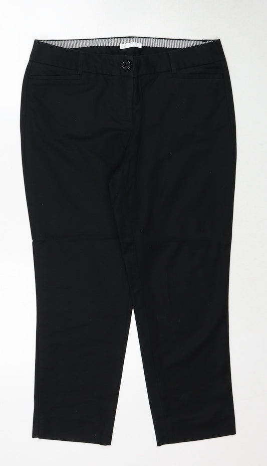 Dalia Womens Black Cotton Chino Trousers Size 10 Regular Zip