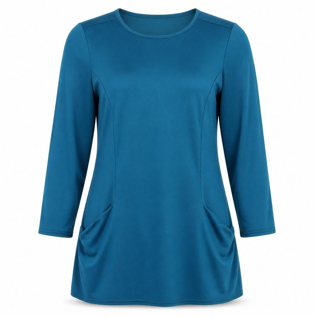Stock Shop Womens Blue Polyester A-Line Size M Round Neck Pullover
