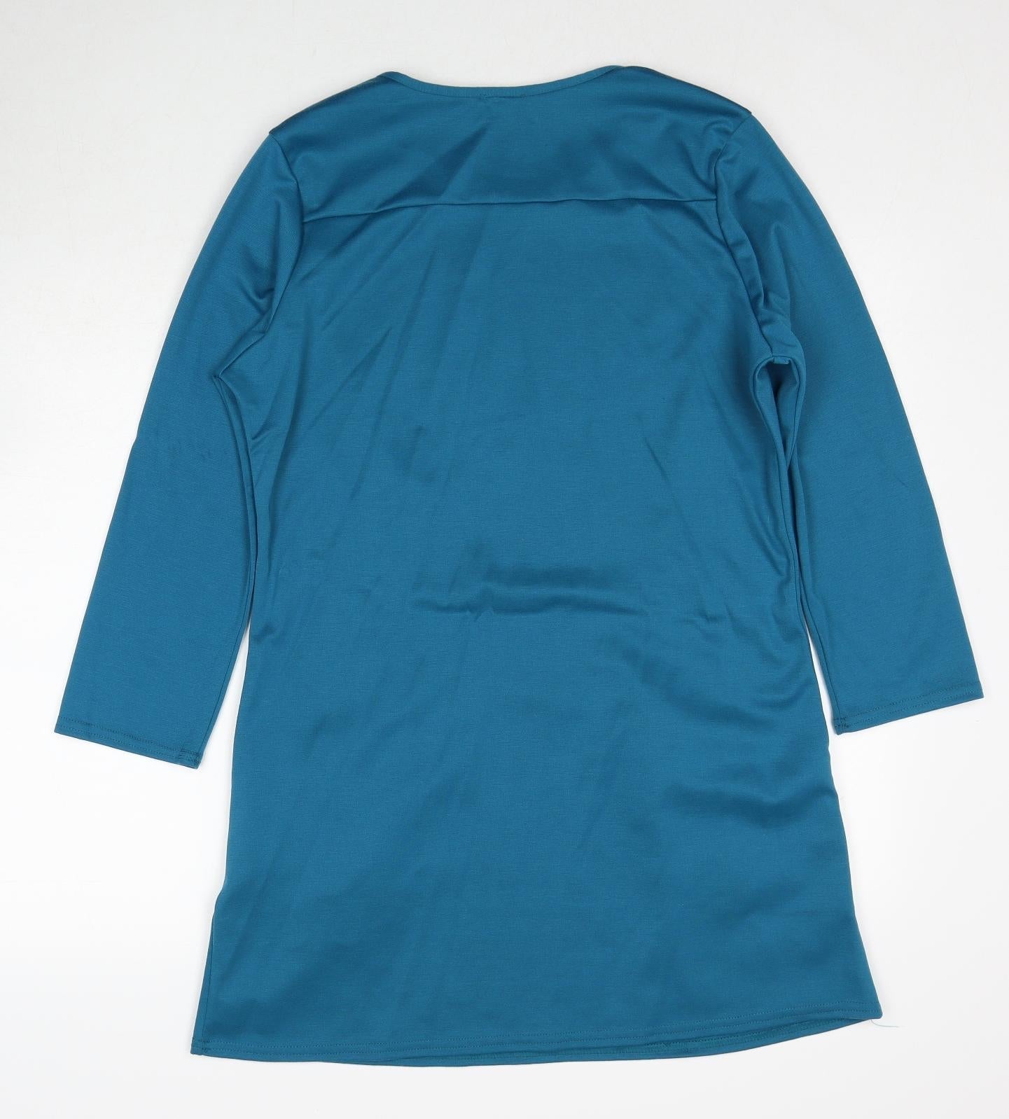 Stock Shop Womens Blue Polyester A-Line Size M Round Neck Pullover